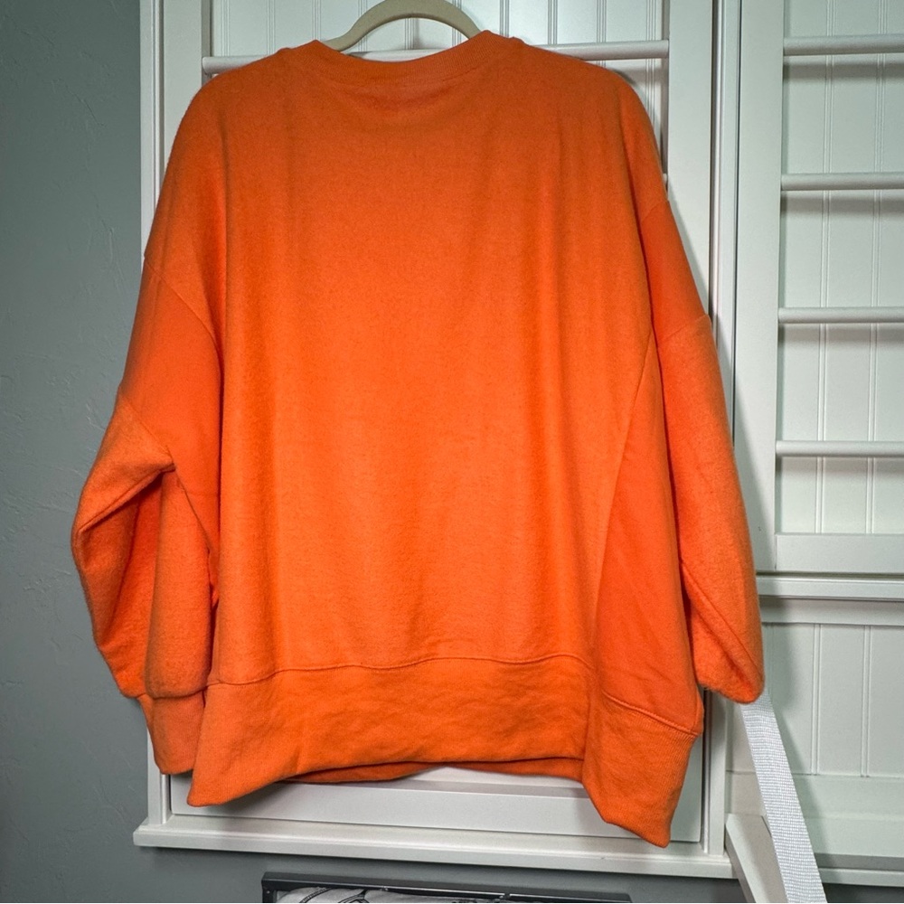 Peach Love Oversized Orange Sweatshirt with white sequin Ghosts size S EUC - Picture 8 of 8